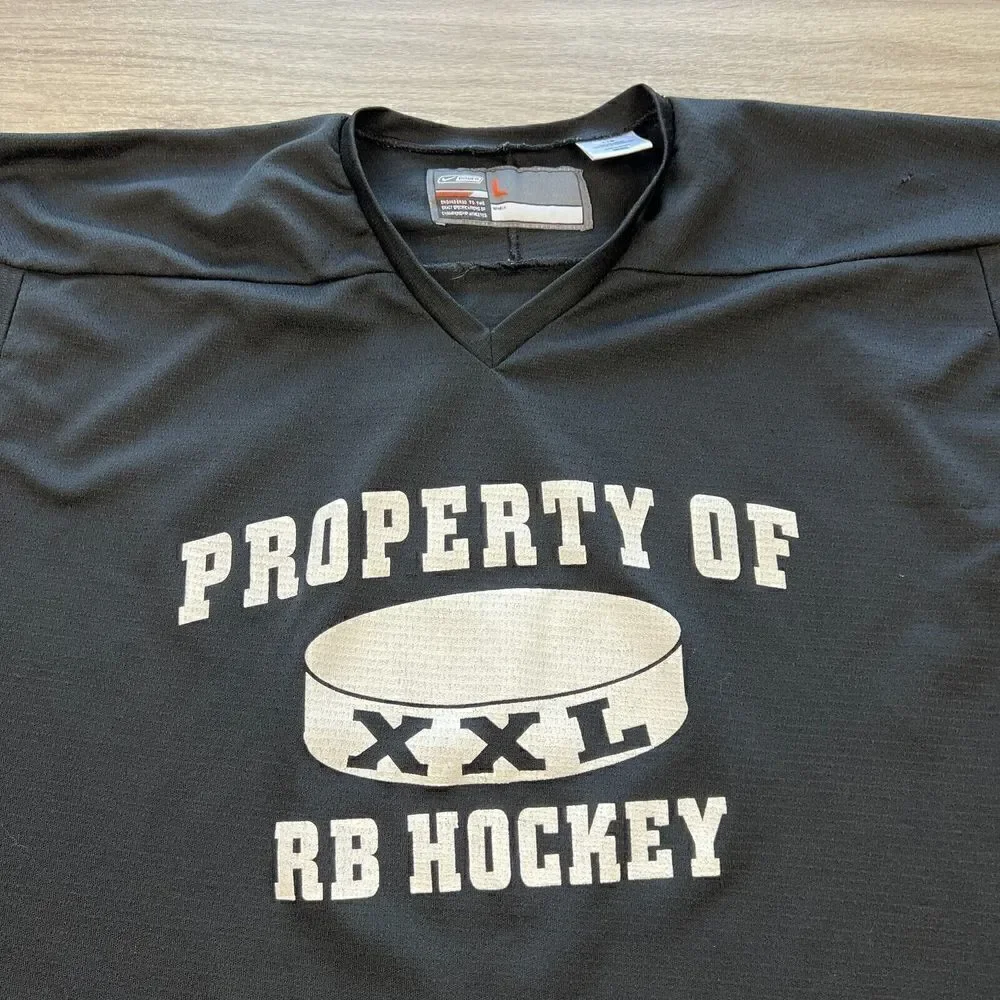 Vintage Nike Jersey Mens Large Black Bauer Hockey 90s Boxy Fit